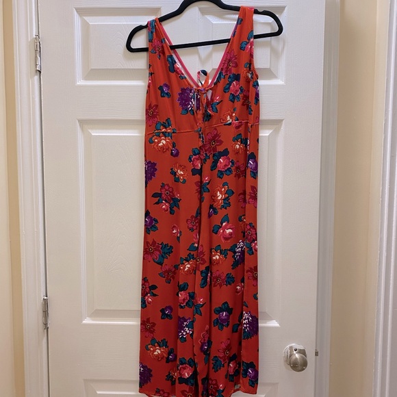 Anthropologie Floreat Red Rose Floral Wide Leg V-neck jumpsuit - Picture 5 of 7